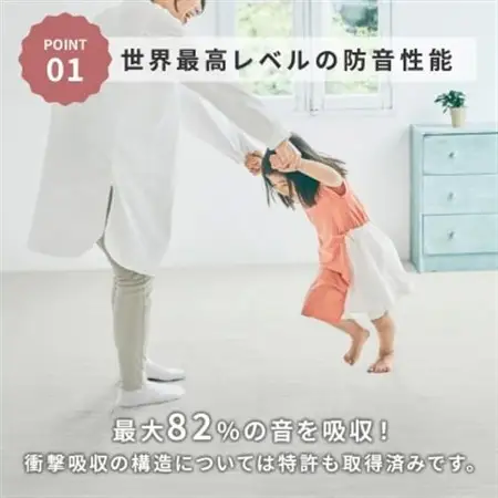最大82%の音をカットする防音タイルカーペット「防音専科」8枚セット ホワイト【1482890】