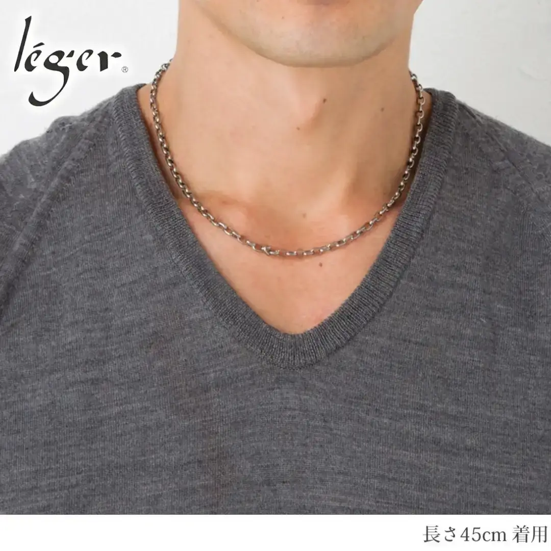 純チタンチェーン 45cm O45F チェーンネックレス メンズ レディース オーバルタイプ 燕三条製 [leger(レジエ)]【026S033】