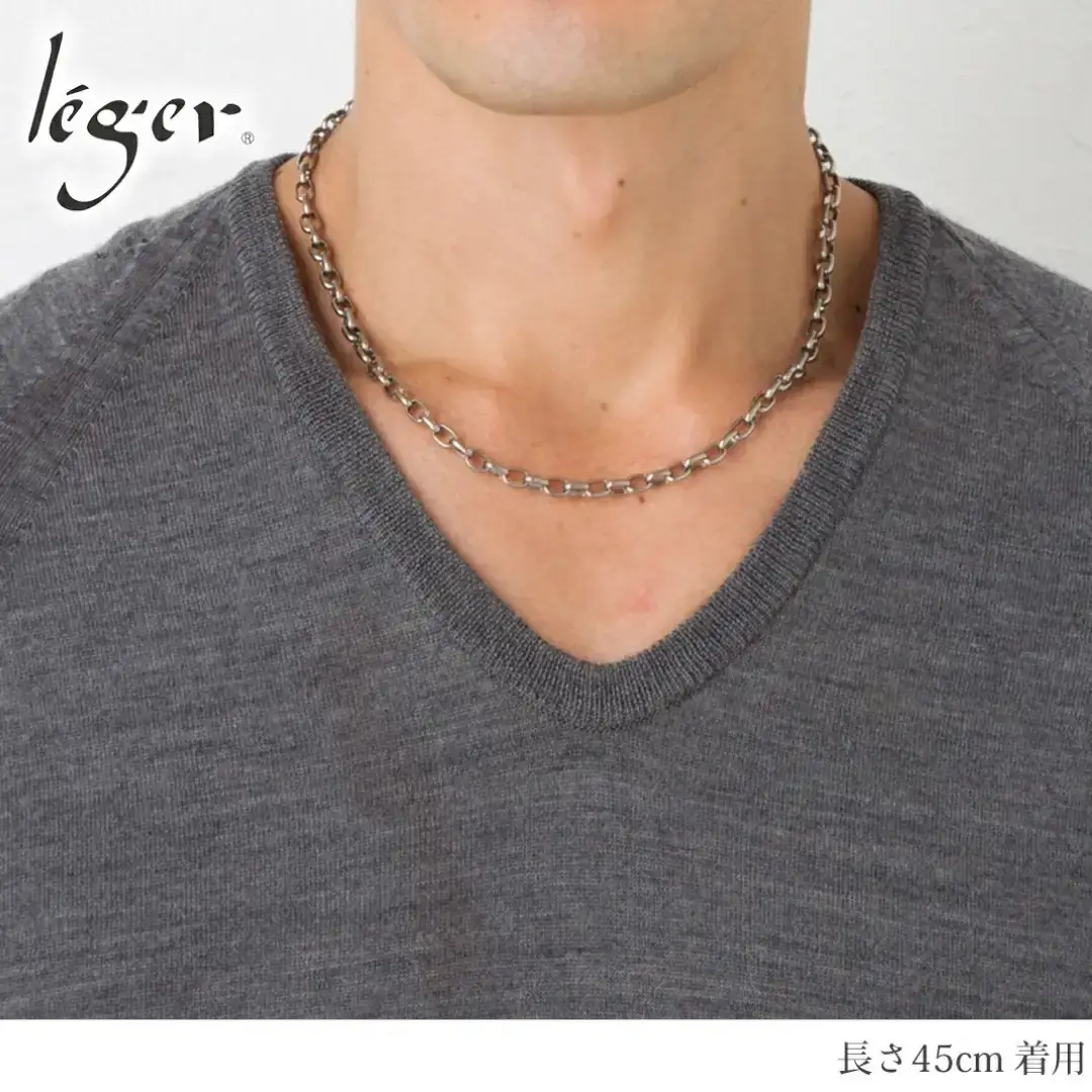 純チタンチェーン 45cm OM45F チェーンネックレス メンズ レディース オーバルタイプ 燕三条製 [leger(レジエ)]【031S020】