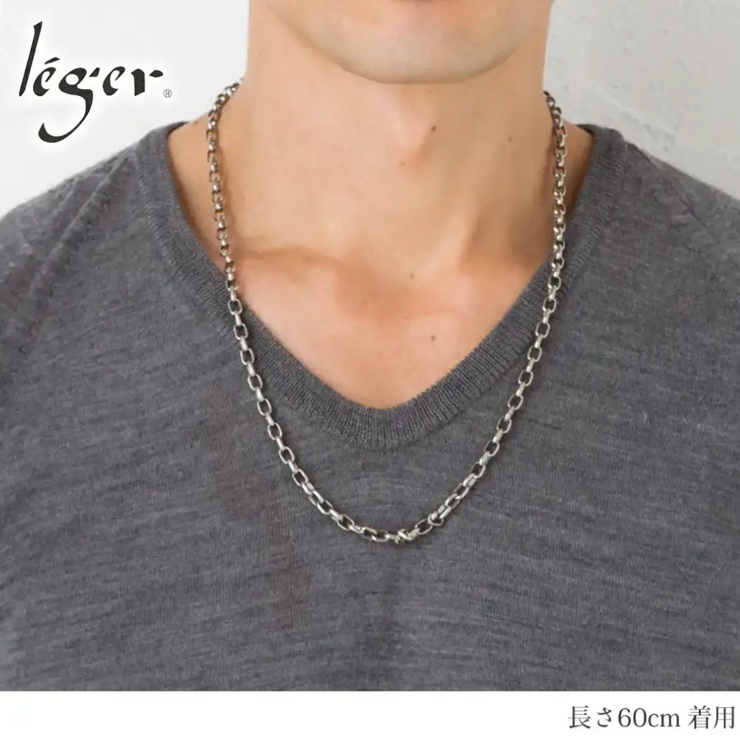 純チタンチェーン 60cm OM60F チェーンネックレス メンズ レディース オーバルタイプ 燕三条製 [leger(レジエ)]【035S018】