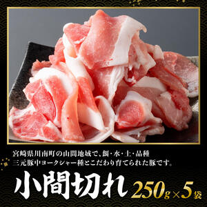 【小分け！】宮崎県産豚肉　放牧豚パラパラこま切れ1.25kg（250g×5袋）【 豚肉 豚 肉 小間切れ 細切れ 炒め物 】