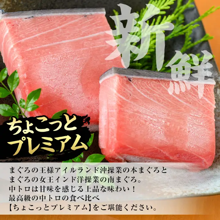 【ちょこっとプレミアム】天然高級まぐろ中トロ食べ比べセット　合計約200g【00-041-08】