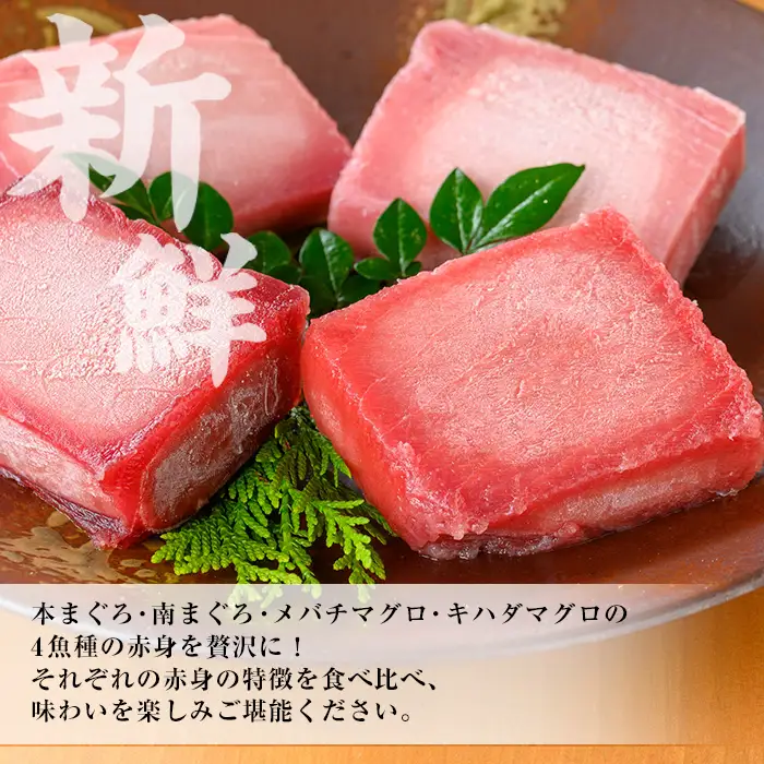 天然まぐろ4魚種赤身食べ比べセット　合計約400g【00-041-12】