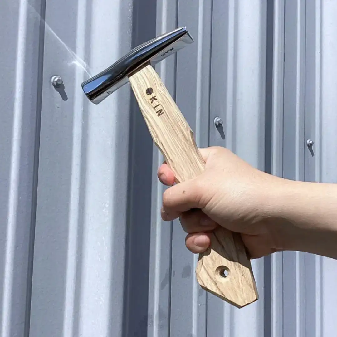 板金ハンマー ステン武力屋 21 角蛇曲ショート 250mm シルバー 金槌 とんかち 工具 IDS賞受賞 握りやすい [マルキン印] 【051S003】