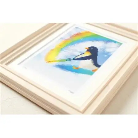 イラスト作家「菜生」アートフレーム〈雨のち虹〉ペンギン_雑貨・日用品  家具・インテリア _【1508174】