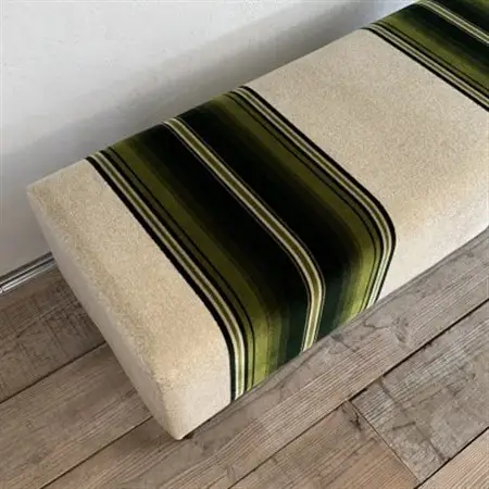 150 Bench(150ベンチ)グリーンストライプ BR鉛筆脚【SWOF】_雑貨・日用品 椅子・チェア・ソファ 家具・インテリア _【1501635】