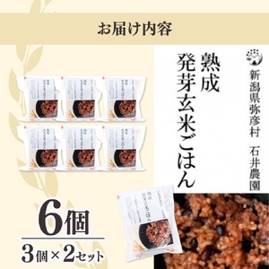 熟成3日 発芽玄米 パックごはん 6個(3pac×2セット) コシヒカリで作った酵素玄米 | パックごはん 新潟県 弥彦村