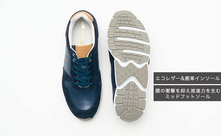 MIDFOOT ( ミッドフッド ) 紳士靴 レザースニーカー MF001JM ( ネイビー ) 4E　【 ファッション 靴 シューズ スニーカー メンズ 】 【 お洒落 レザーシューズ エコレザー 快適 履き心地 】  BN003 25.5cm