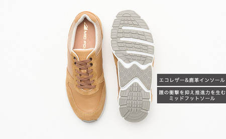 MIDFOOT ( ミッドフッド ) 婦人靴 レザースニーカー MF001JL ( ベージュ ) 4E　【 ファッション 靴 シューズ スニーカー レディース 】 【 お洒落 レザーシューズ エコレザー 快適 履き心地 】  BN003 24.5cm