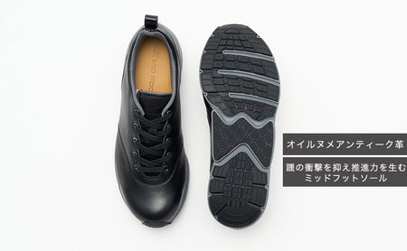 MIDFOOT ( ミッドフッド ) 紳士靴 レザースニーカー MF002JM ( ブラック ) 4E　【 ファッション 靴 シューズ スニーカー メンズ 】 【 お洒落 レザーシューズ オイルレザー 快適 履き心地 】  BN003 26.0cm