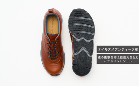 MIDFOOT ( ミッドフッド ) 紳士靴 レザースニーカー MF002JM ( ブラウン ) 4E　【 ファッション 靴 シューズ スニーカー メンズ 】 【 お洒落 レザーシューズ オイルレザー 快適 履き心地 】  BN003 26.5cm