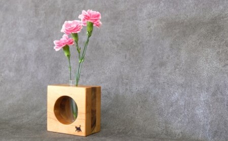 花瓶 さくらねこサポート アルダー製 フラワーベース 1本 インテリア 