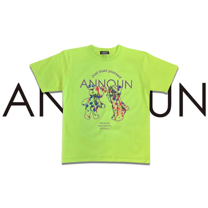［ANNOUN］Painting Colorful Bear Ｔシャツ | 服 黄緑 アパレルブランド 絵画 アート コラボレーション アンノウン 福祉 就労支援 就労継続支援B型事業所 アトリエ・アンノウン 埼玉県 越谷市