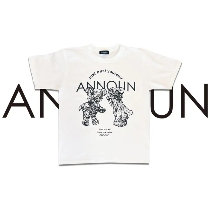 ［ANNOUN］Painting Bear Ｔシャツ ホワイト | 服 白 アパレルブランド 絵画 アート コラボレーション アンノウン 福祉 就労支援 就労継続支援B型事業所 アトリエ・アンノウン 埼玉県 越谷市