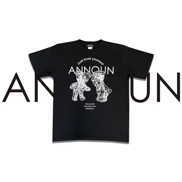 ［ANNOUN］Painting Bear Ｔシャツ ブラック | 服 黒 アパレルブランド 絵画 アート コラボレーション アンノウン 福祉 就労支援 就労継続支援B型事業所 アトリエ・アンノウン 埼玉県 越谷市
