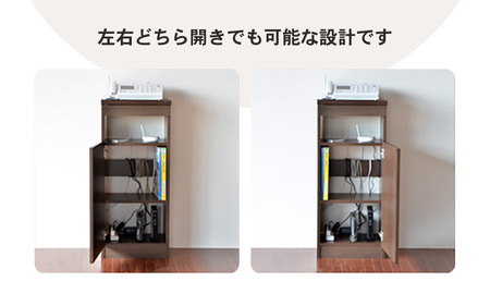 幅40cm スリムタイプ 電話台＆FAX台 FAX-40 日本製 ブラウン木目 日本製 ≪寄付者様組み立て品≫ 【家具 組み立て 組立 組立家具 電話台 FAX台 ファックス台 ルーター 収納ボックス プリンター台 オフィスラック ルーター収納 薄型 収納 国産】 [D-18801_03]