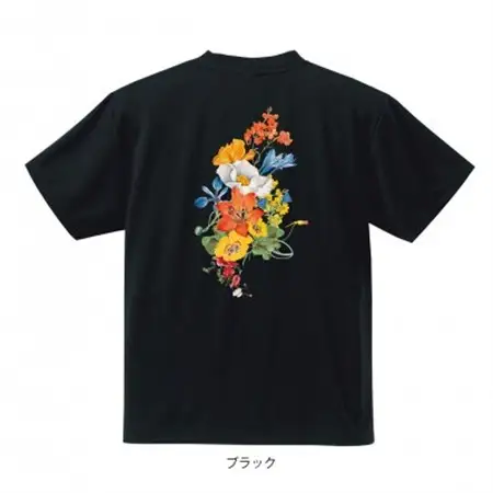 JTTA公認　卓球ユニフォーム【男女兼用(ドライ):Lサイズ】フラワー　ブラック_装飾品・工芸品  洋服 _【1518788】