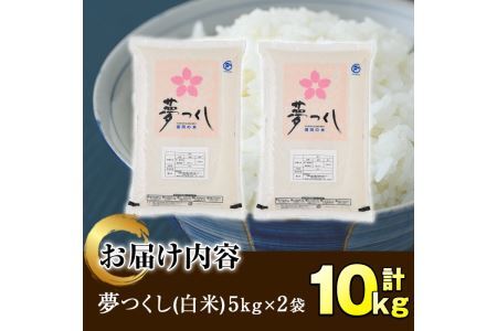 ＜令和7年産＞福岡県産ブランド米「夢つくし」白米(計10kg・5kg×2袋) お米 10キロ ごはん ご飯【ksg0372】【朝ごはん本舗】