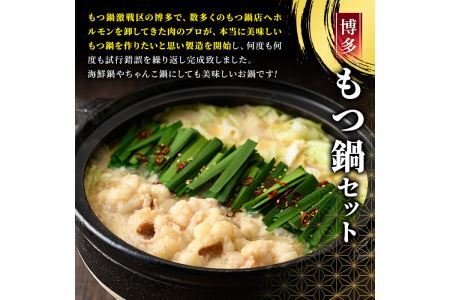 博多味噌もつ鍋(10人前) モツ鍋 もつ鍋セット みそ 冷凍 牛モツ 牛肉 ホルモン ちゃんぽん＜離島配送不可＞【ksg0297-B】【MEATPLUS】
