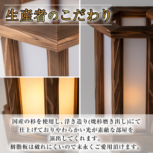 【2401403a】＜数量限定＞国産！職人の技が光る六角行灯焼杉(1個) 雑貨 工芸品 ライト 灯 LED コンセント【林田木工】