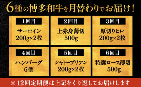 【全12回定期便】博多和牛 贅沢 食べ比べ 2人前( ステーキ すき焼き しゃぶしゃぶ ハンバーグ ) [ADBM155] サーロイン ヒレ シャトーブリアン 赤身 ハンバーグ ロース 定期便