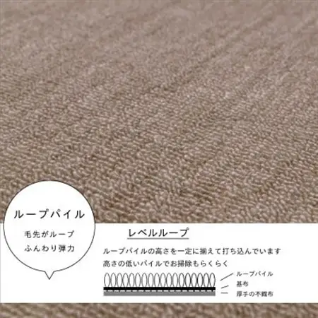 カーペット 江戸間 3畳 防音 抗菌防臭 厚手 ツワブキ 176×261cm グレージュ 日本製【1519771】
