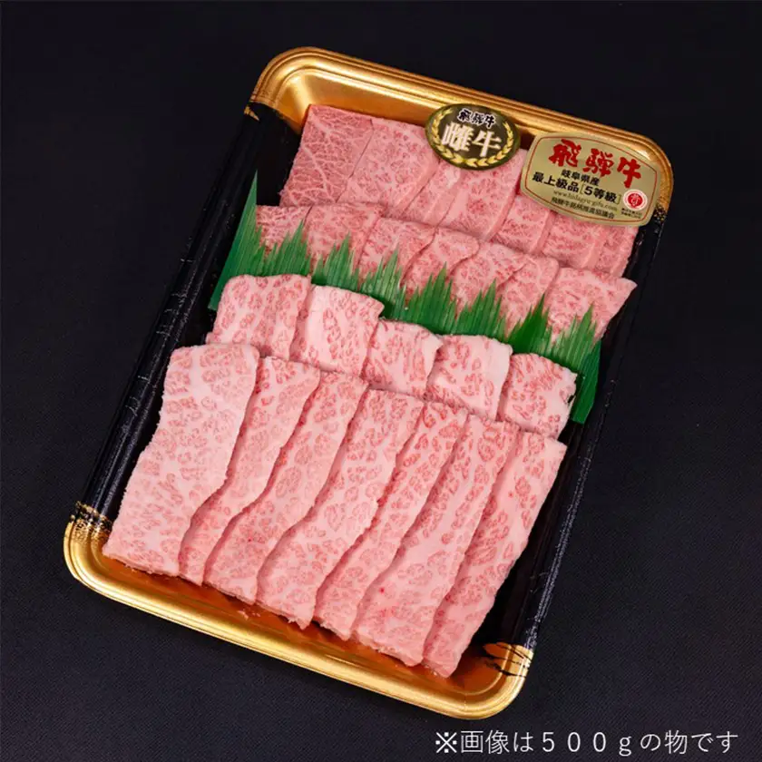 【最飛び雌牛】飛騨牛A5等級ミスジ・三角バラ焼肉用　500g【配送不可地域：離島】【1520156】