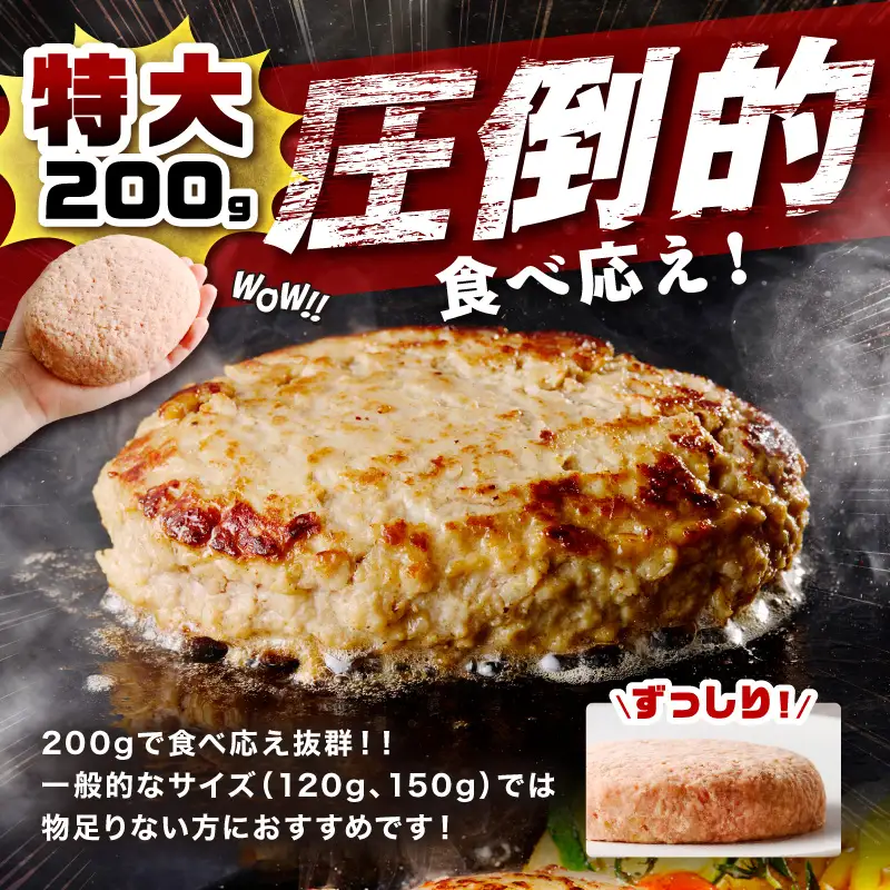 【無添加】食べ応え抜群！ 生ハンバーグ 200g 4個 6ヶ月定期便【087B-001】