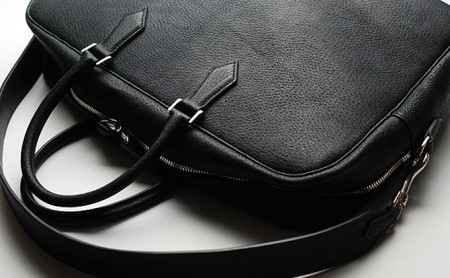 【GOMYO　LEATHER】猪革　ビジネスバック（黒） ファッション カバン バッグ 
