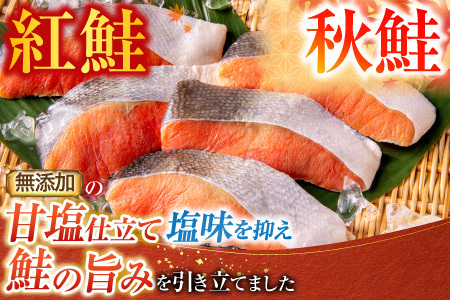 無添加甘塩天然鮭2種セット(計14切、約700g) G-11039