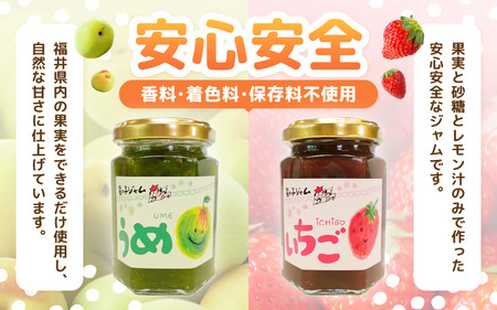【先行予約】【福井県産】フルーツを使った 梅＆苺のジャム 計6個セット (梅ジャム3個 苺ジャム3個) 着色料・保存料不使用！ 【2026年6月下旬以降順次発送予定】[m03-a049]