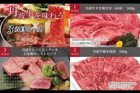 【3回定期便】丹波牛を味わう定期便 【牛肉定期便】  [091IZ001R]