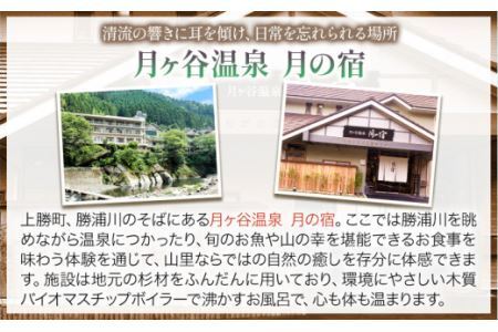 月ヶ谷温泉 ふるさと御膳(檜コース) ＆ 入浴 ペアチケット 1組2名様 《30日以内に出荷予定(土日祝除く)》旅行 体験 ツーリング 山ツーリング 徳島県 上勝町 月ヶ谷温泉 月の宿 旅館 日帰り 食事 入浴 ペアチケット 2名 檜風呂 岩風呂 食事付 キャンプ