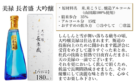 日本酒 大吟醸 飲み比べセット (伊乎乃・美禄 長者盛) 計2本(180ml×各1本)  高の井酒造・新潟銘醸