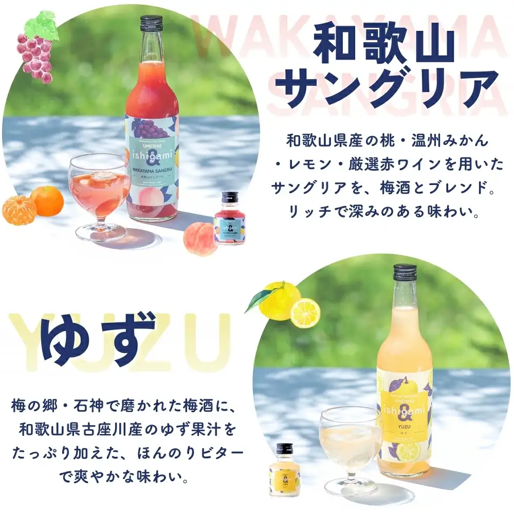 梅酒ishigami&（イシガミアンド） 和歌山サングリア ゆず 2本セット / 田辺市 ショウガ サングリア 炭酸割り 紀州産 フルーツ ゆず【isg038-6】