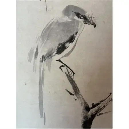 宮本武蔵筆 枯木鳴鵙図(掛軸・複製) 和泉市久保惣記念美術館所蔵