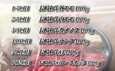 【全12回定期便】長崎和牛 赤身すき焼き便 総計4.8kg 日本一和牛のすき焼きを毎月楽しむ スライス すき焼きセット 食べ比べ【田中精肉店】すき焼き スライス 黒毛和牛 牛肉 九州産 長崎県産 長崎和牛
