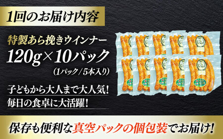 ウインナー【全3回定期便】特製 5本入り×10袋  ウインナー[AGAZ079]