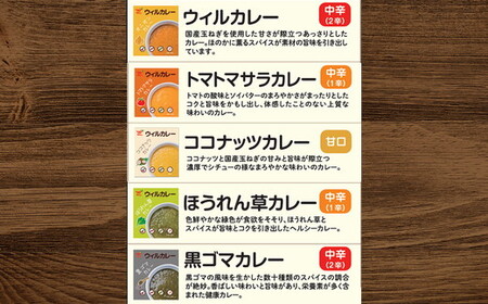 【定期便】5カ月間毎月届く！月替りウィルカレー20個入セット 冷凍 ※沖縄・離島への配送不可