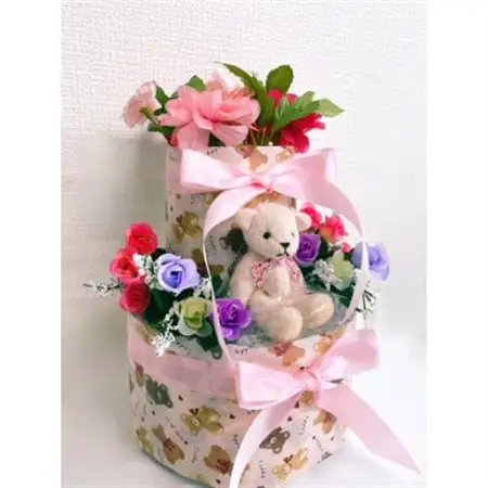 おむつケーキ 2段(ピンク)_雑貨・日用品 ベビー用品  _【1497441】