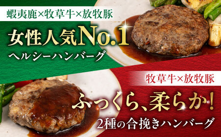 ハンバーグ 2種食べ比べ 10個セット 蝦夷鹿/牧草牛/放牧豚 ジビエ 卵不使用 合い挽き 冷凍 小分け 北海道 食べくらべ [AXBP009]
