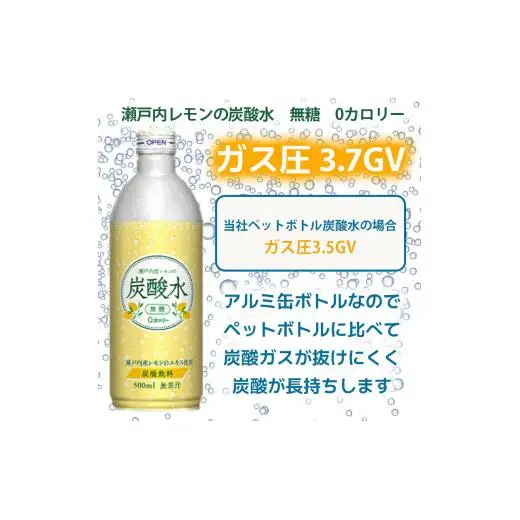 炭酸水 定期便 毎月 12回 レモン 500ml×24本 ソーダ 瀬戸内産 レモンエキス