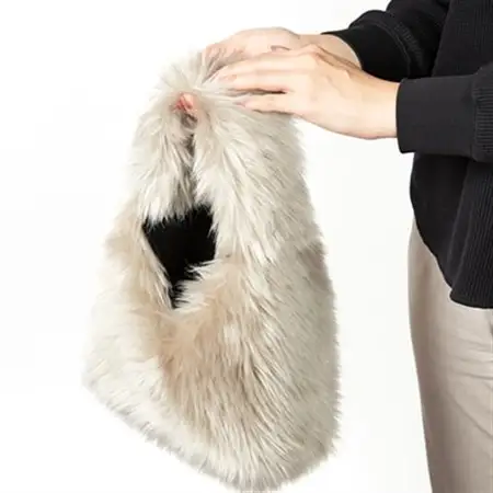 OKADA TEXTILE おさんぽエコファーバッグ グレージュ_装飾品・工芸品 トートバッグ・ショルダーバッグ 鞄・バッグ かばん カバン_【1512380】