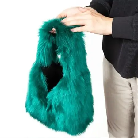 OKADA TEXTILE おさんぽエコファーバッグ グリーン_装飾品・工芸品 トートバッグ・ショルダーバッグ 鞄・バッグ かばん カバン_【1512385】