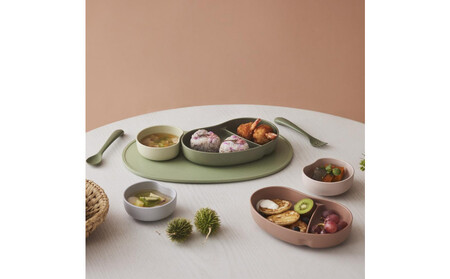 SUCSUCギフトセット4pcs GR（仕切りプレート、ミニボウル、トレイ、カトラリーセット（スプーン＆フォーク）） ALH0001