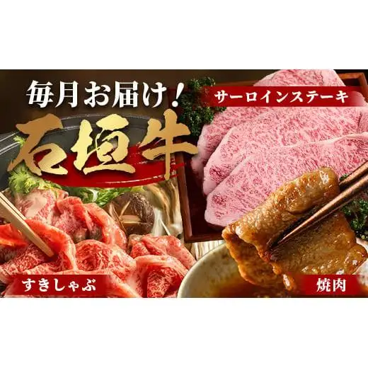 【全3回 定期便A】 石垣牛特選　焼肉・サーロインステーキ・すきしゃぶ　計2.2kg （いしなぎ屋）　AB-29