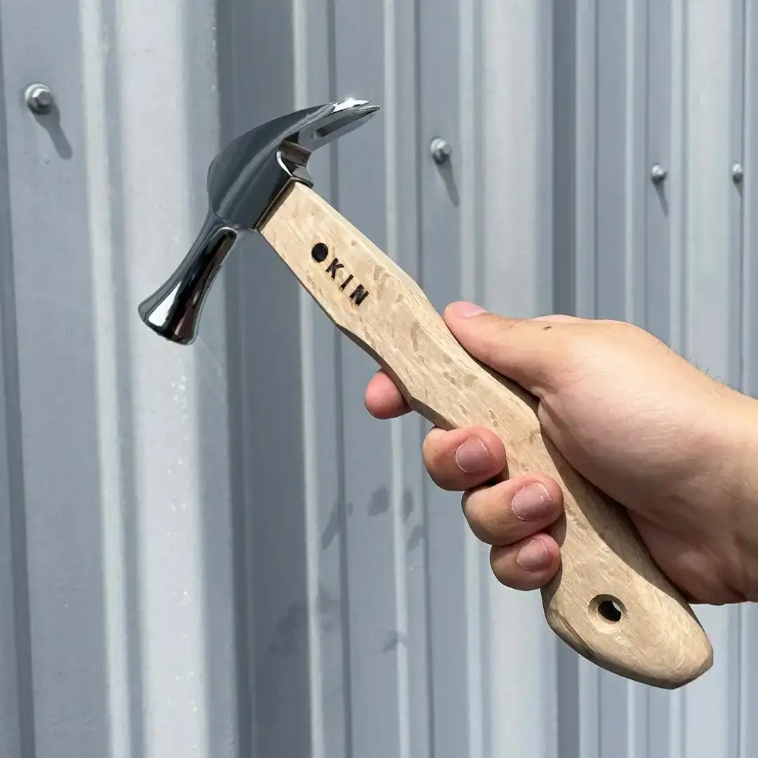 仮枠ハンマー ミラー 止付 小 蛇曲ショート 250mm ハンマー シルバー 金槌 とんかち 工具 握りやすい [マルキン印] 【036S009】