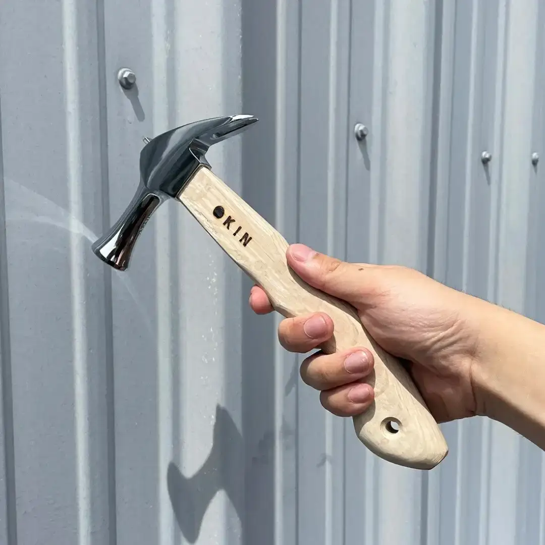 仮枠ハンマー ミラー 止無 小 蛇曲ショート 250mm ハンマー シルバー 金槌 とんかち 工具 握りやすい [マルキン印] 【036S010】