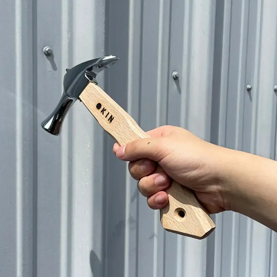 仮枠ハンマー ミラー 止無 小 角蛇曲ショート 250mm ハンマー シルバー 金槌 とんかち 工具 握りやすい [マルキン印] 【038S016】
