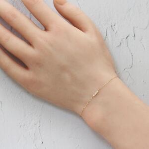 【K18イエローゴールド ラボダイヤモンドブレスレット】0.063ct 3粒ダイヤの美しさが際立つチェーンブレス 17cm K18-B006 ジュエリー
